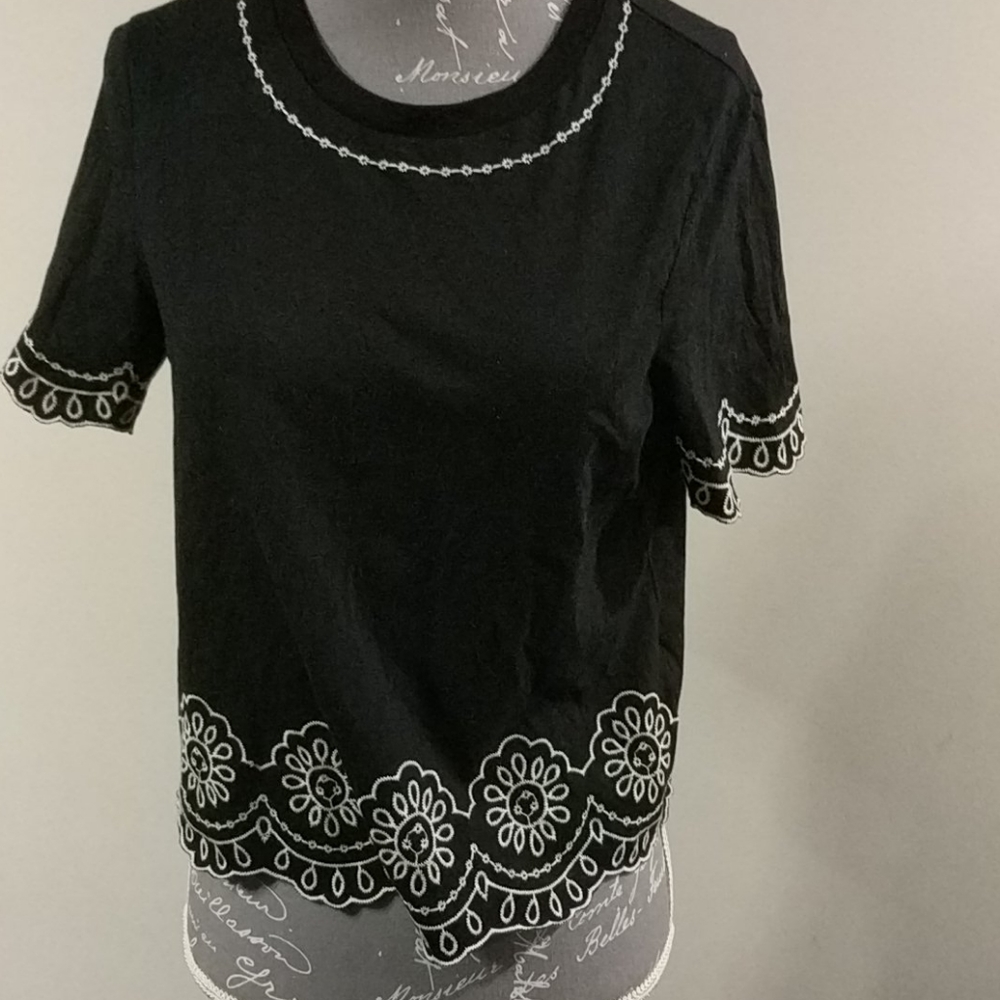 Topshop b&w embroidered t-shirt